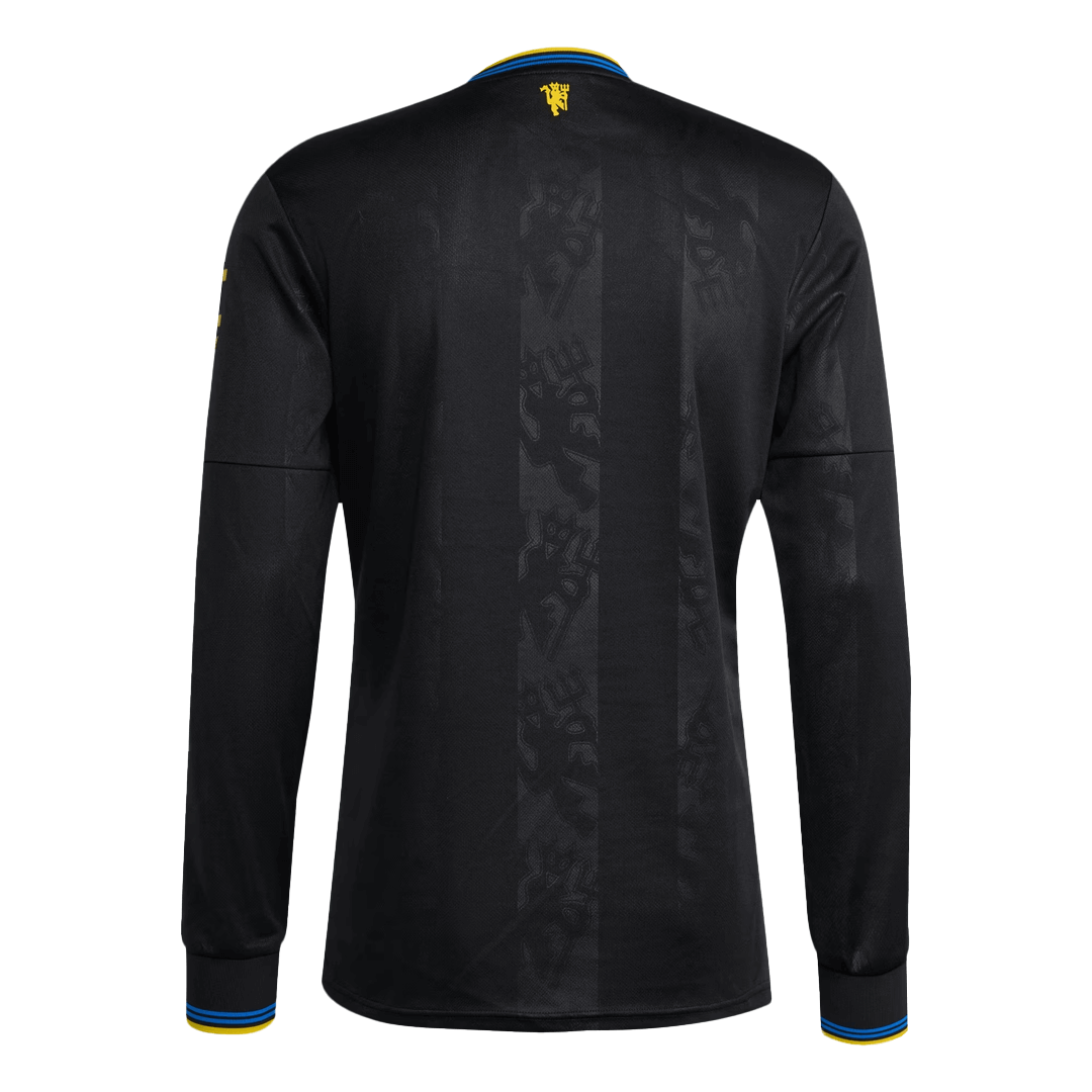 Manchester United Third Maillot Manches Longues 2025/26 Noir Grande Taille