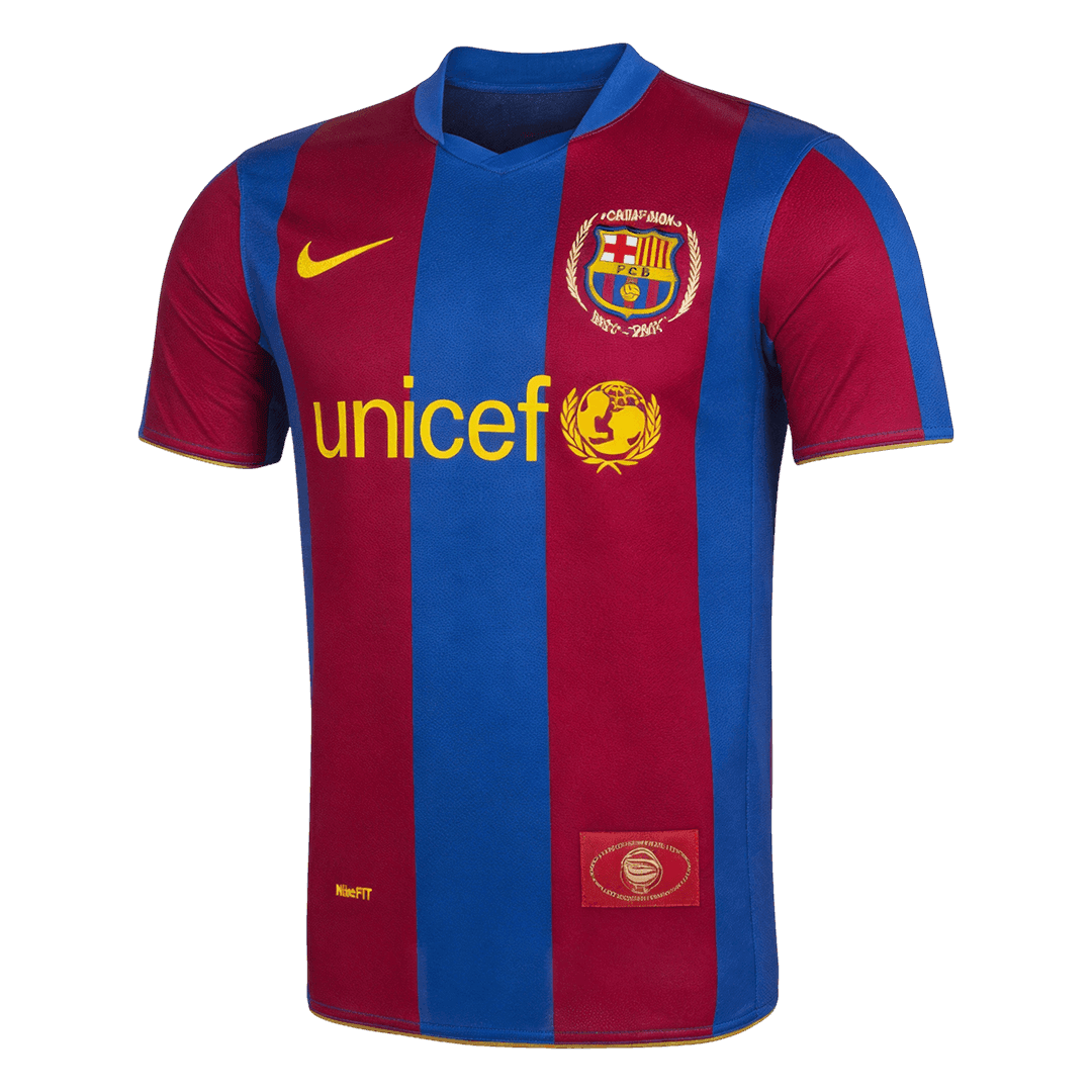 Retro FC Barcelona Thuisshirt 2007/08 Blauw&Granaat