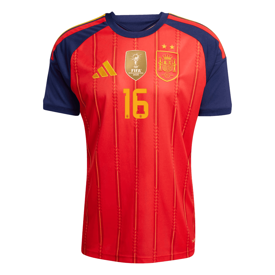 RODRIGO #16 Espagne Domicile Maillot - Coupe du Monde 2026 Rouge Joueur
