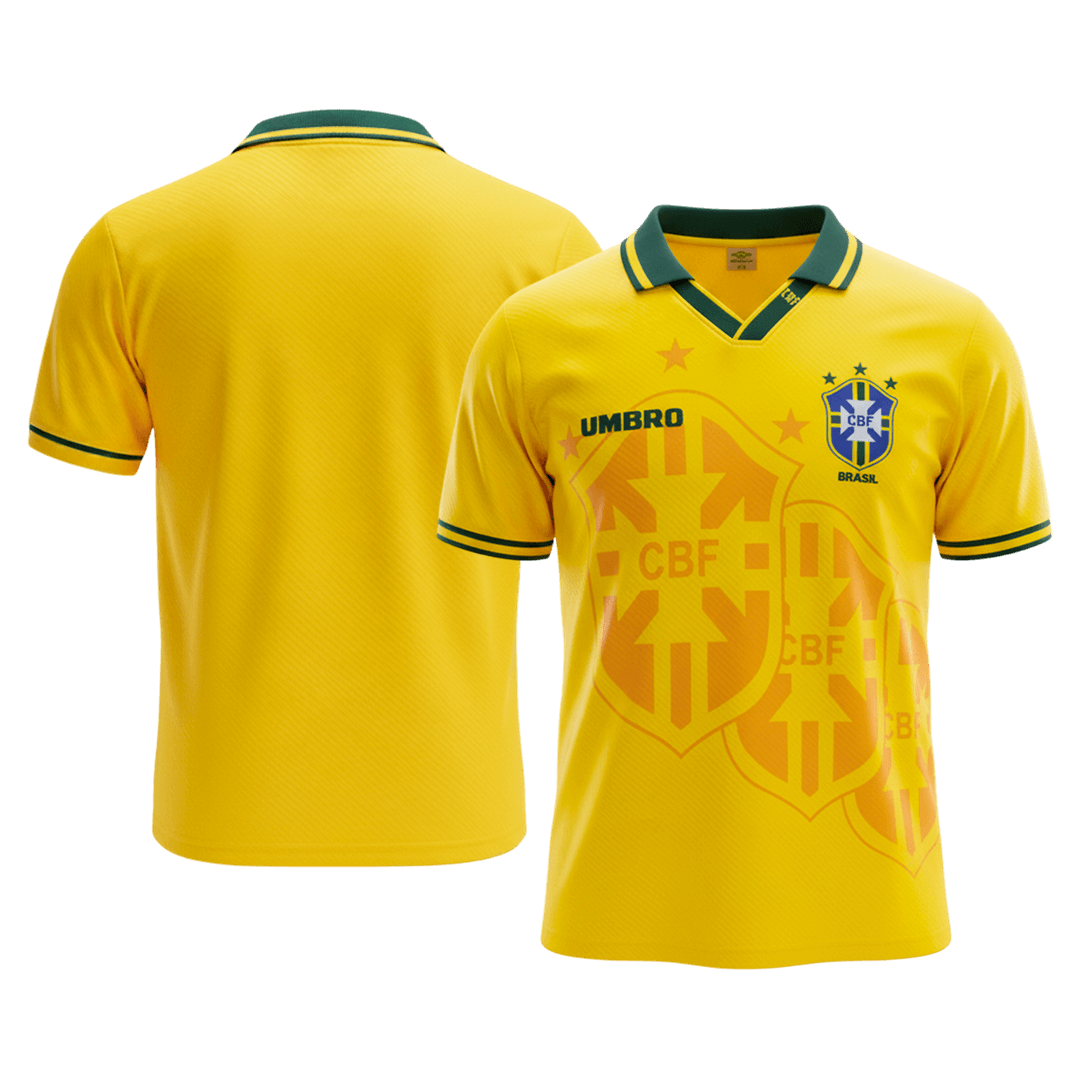 Retro Brésil Domicile Maillot 1994 Jaune